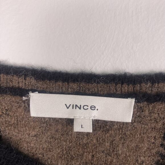 Vince Windowpane Plaid Pullover in Black/Dark Taupe Large - Picture 4 of 8